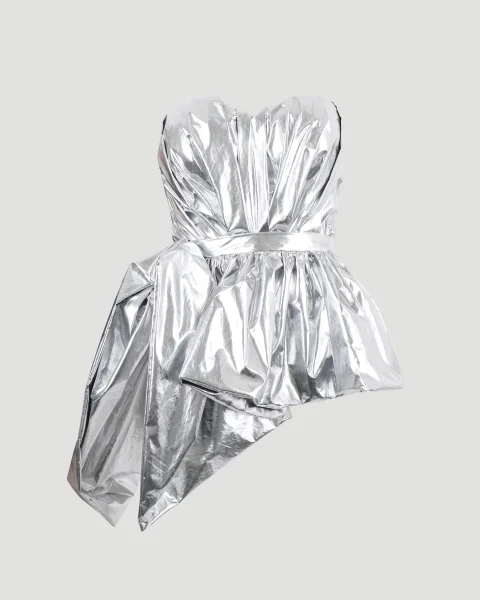 Bustier Peplum Top in Silver