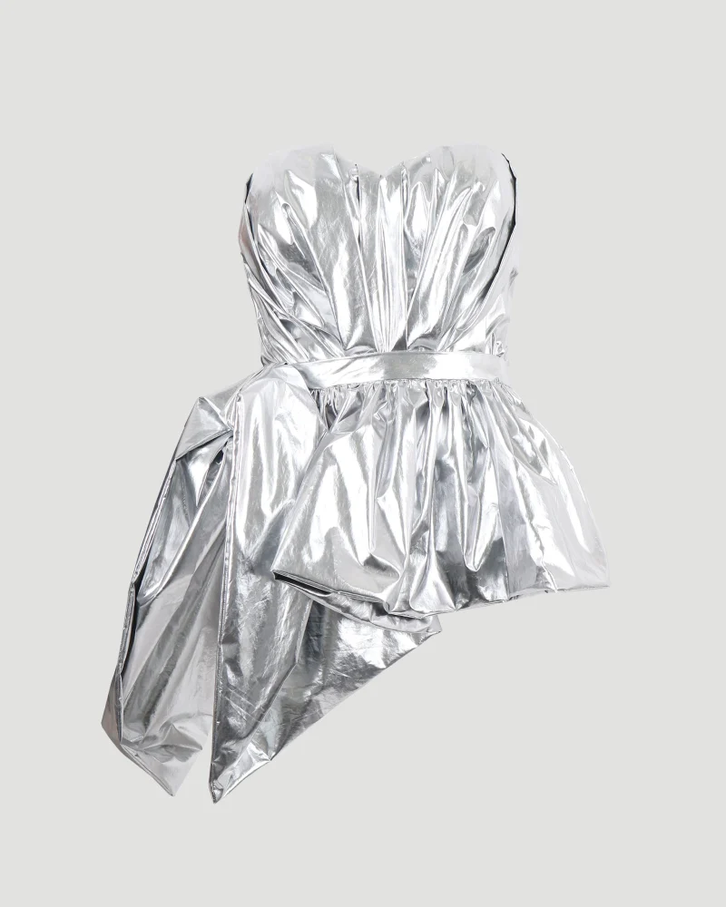 Bustier Peplum Top in Silver