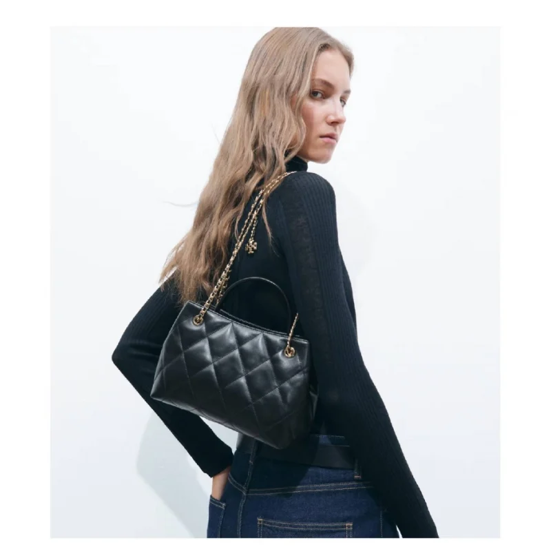 Дамска черна чанта SMALL FLEMING CARRYALL TORY BURCH — снимка 12