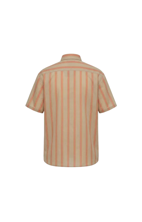 Striped Short-Sleeve Cotton Shirt — снимка 2