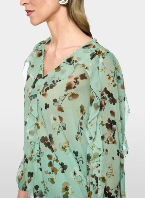 Ефирна блуза с флорален принт Marc Cain Collections — снимка 10