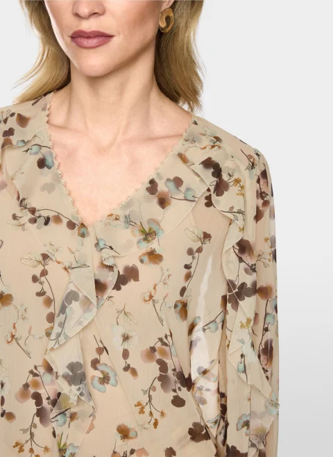 Ефирна блуза с флорален принт Marc Cain Collections — снимка 4