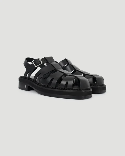 Leather Sandals in Black — снимка 4