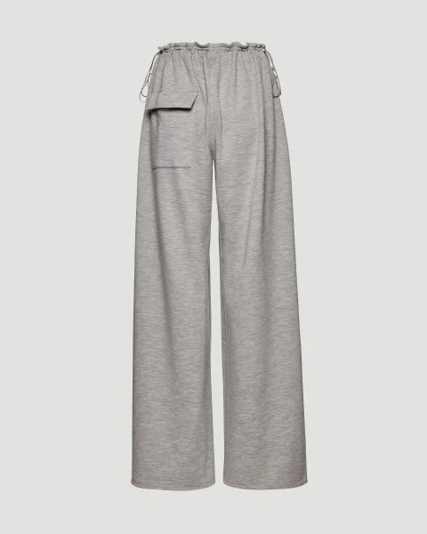 Cashmere Jersey Wide Leg Pants in Grey — снимка 2
