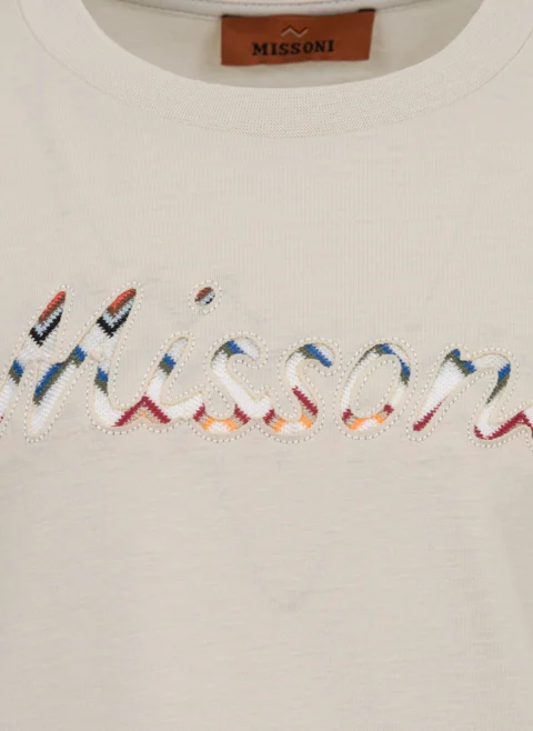 Тишърт с лого бродерия Missoni Kids — снимка 3