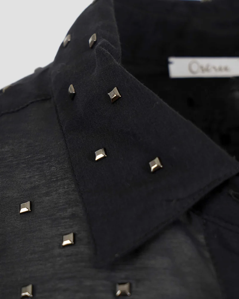 Stud-Embellished Shirt in Black — снимка 2