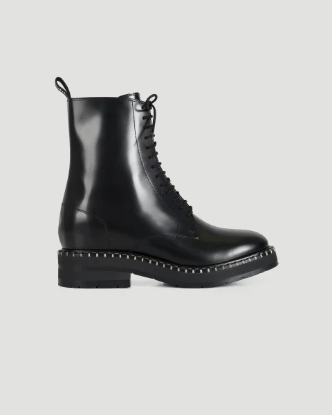 Noua Brushed Leather Lace-Up Ankle Boots
