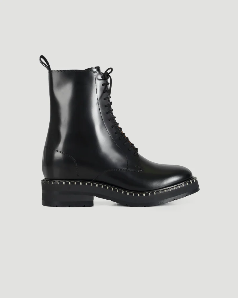 Noua Brushed Leather Lace-Up Ankle Boots