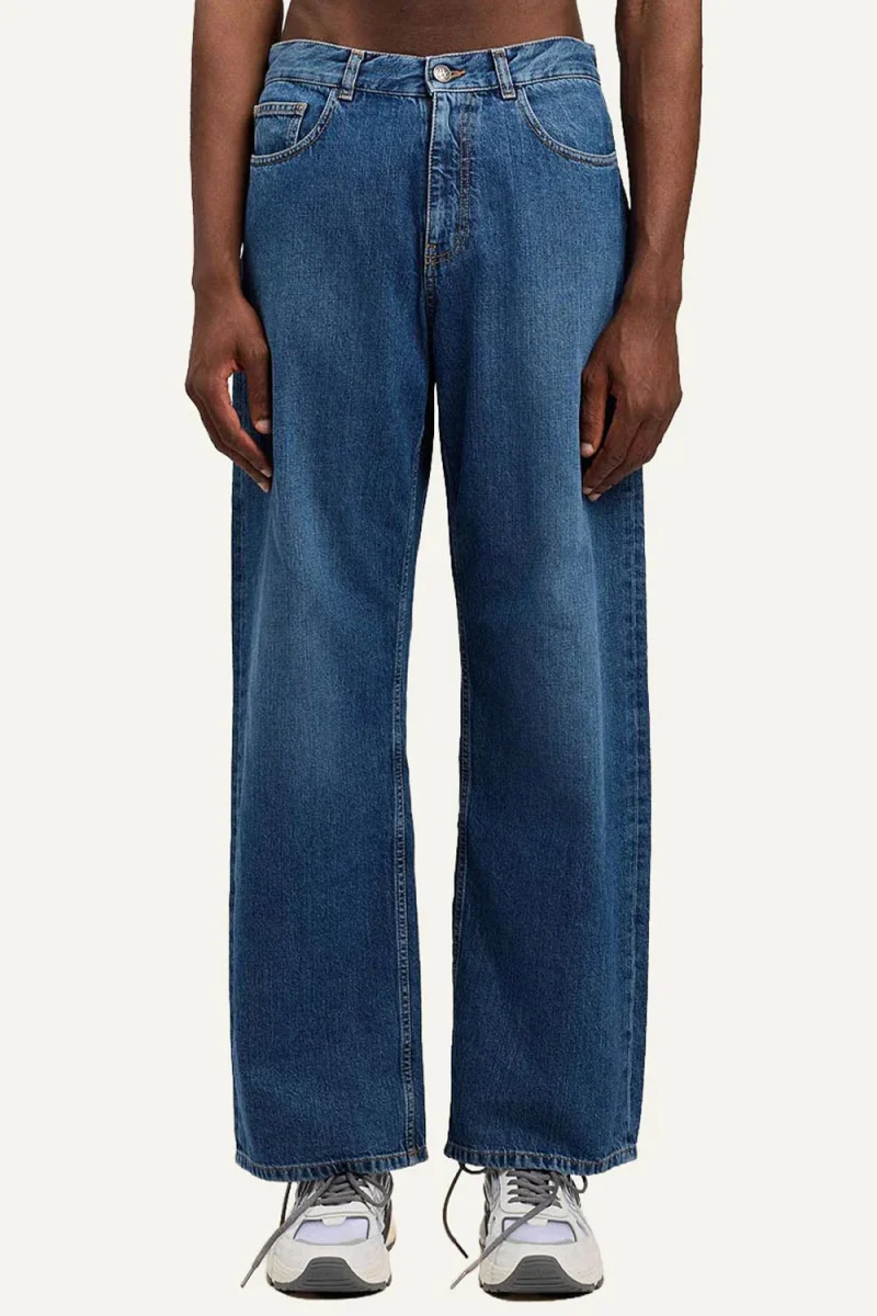 Jeans Curved Logo Loose PMYA049S26DEN00A 4444-medium blue medium blue — снимка 2