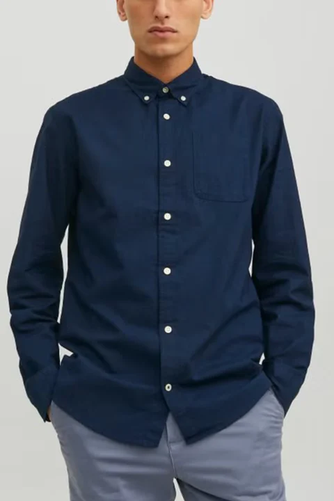 Риза Jjeoxford Shirt Ls 12182486 19-3923 TCX navy blazer — снимка 2