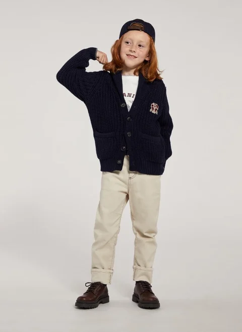 Деним с контрастни детайли Brunello Cucinelli Kids 12 — снимка 5