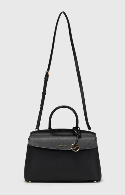 Черна чанта MD TH SATCHEL от естествена кожа — снимка 2