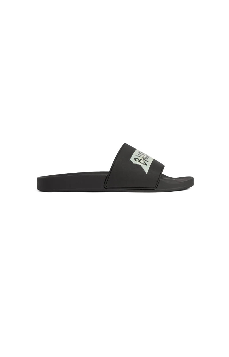 Pool Slide Sandal in Black/white