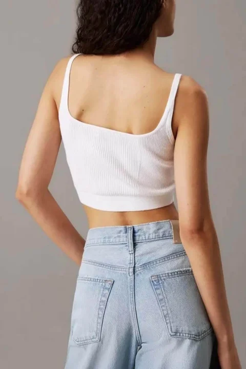 Top Woven Label Sweater Bralette J20J225227 YAA brilliant white — снимка 2
