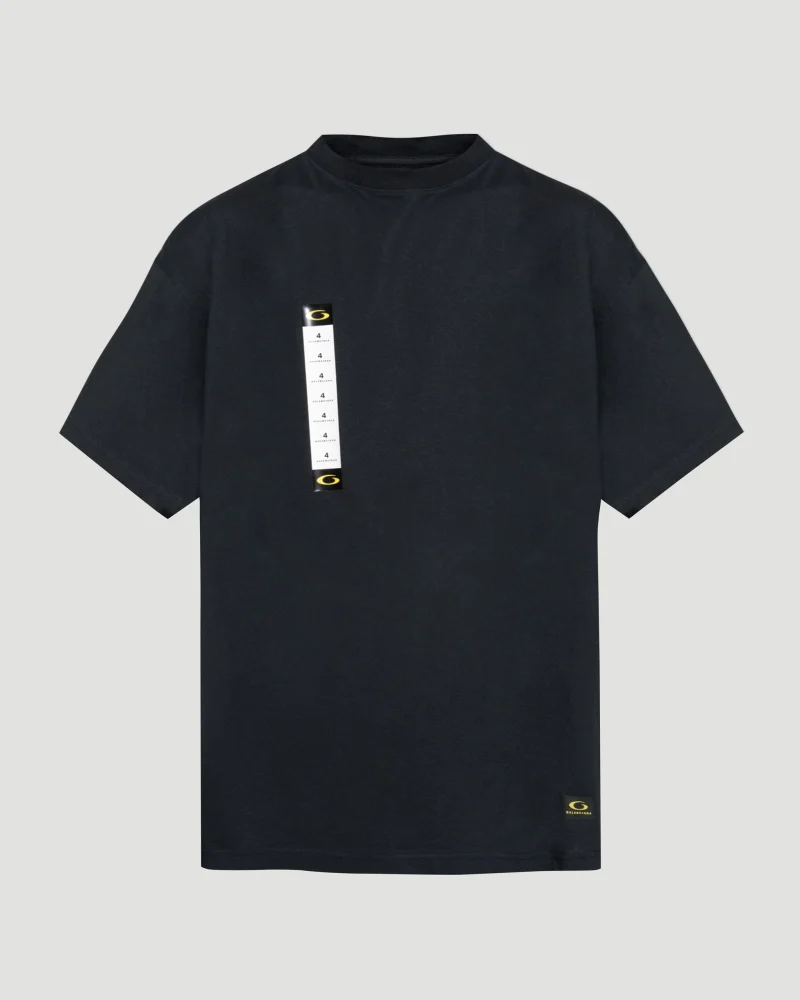 Printed Label Oversized T-Shirt in Black Faded