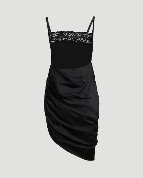 Asymmetric Lingerie Dress in Black — снимка 2