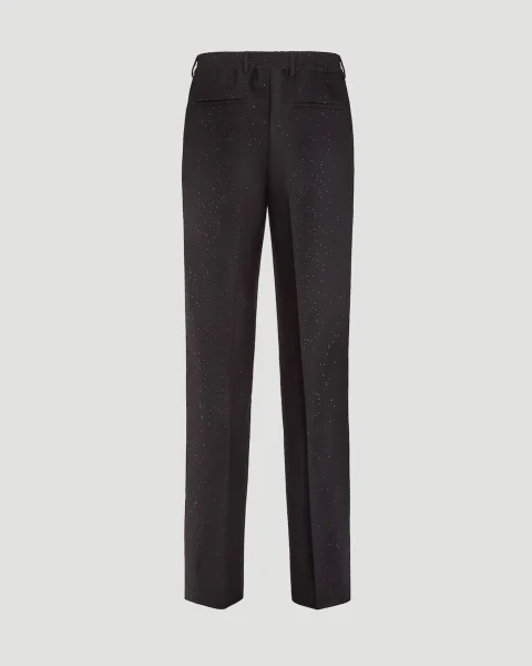 Black Wool and Sequin Trousers — снимка 2