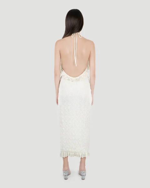 Ruffle Midi Dress in Smocked Jersey — снимка 3