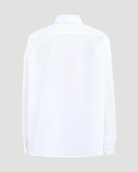 White Poplin Shirt with Logo — снимка 3