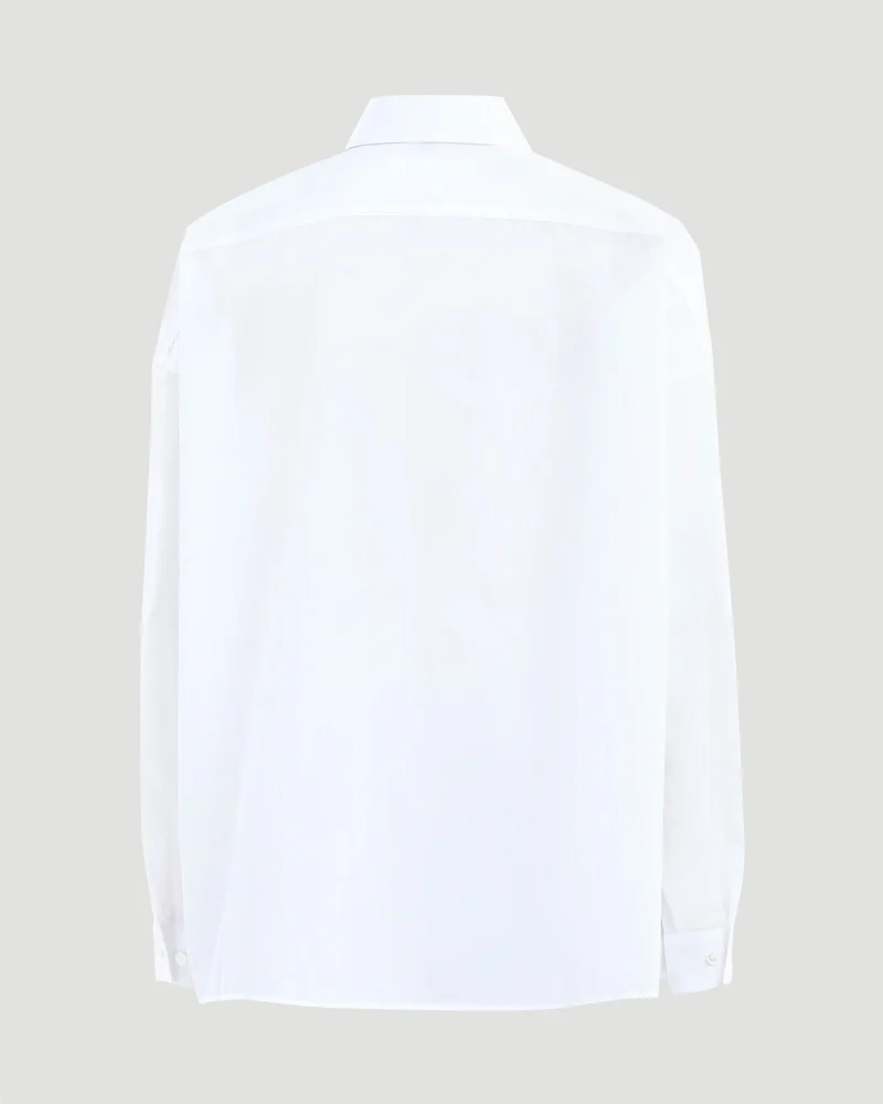 White Poplin Shirt with Logo — снимка 3