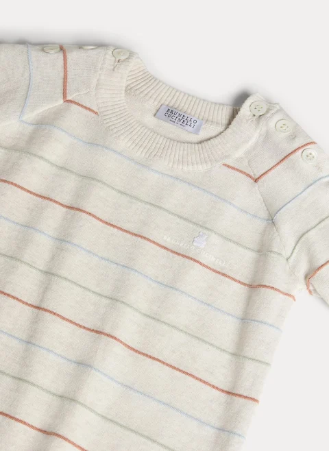 Раиран гащеризон от фино плетиво 'Bernie' Brunello Cucinelli Kids — снимка 3