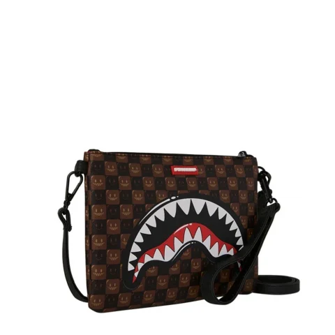 Чанта през рамо SHARKS IN PARIS WTF BUBBLE BROWN CHECK CROSSOVER SPRAYGROUND — снимка 6