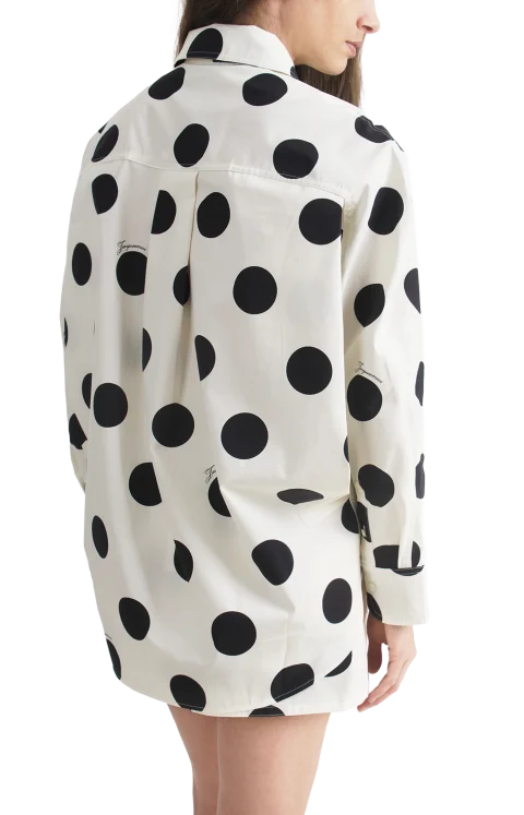 Polka Dot Oversized Shirt in White — снимка 3