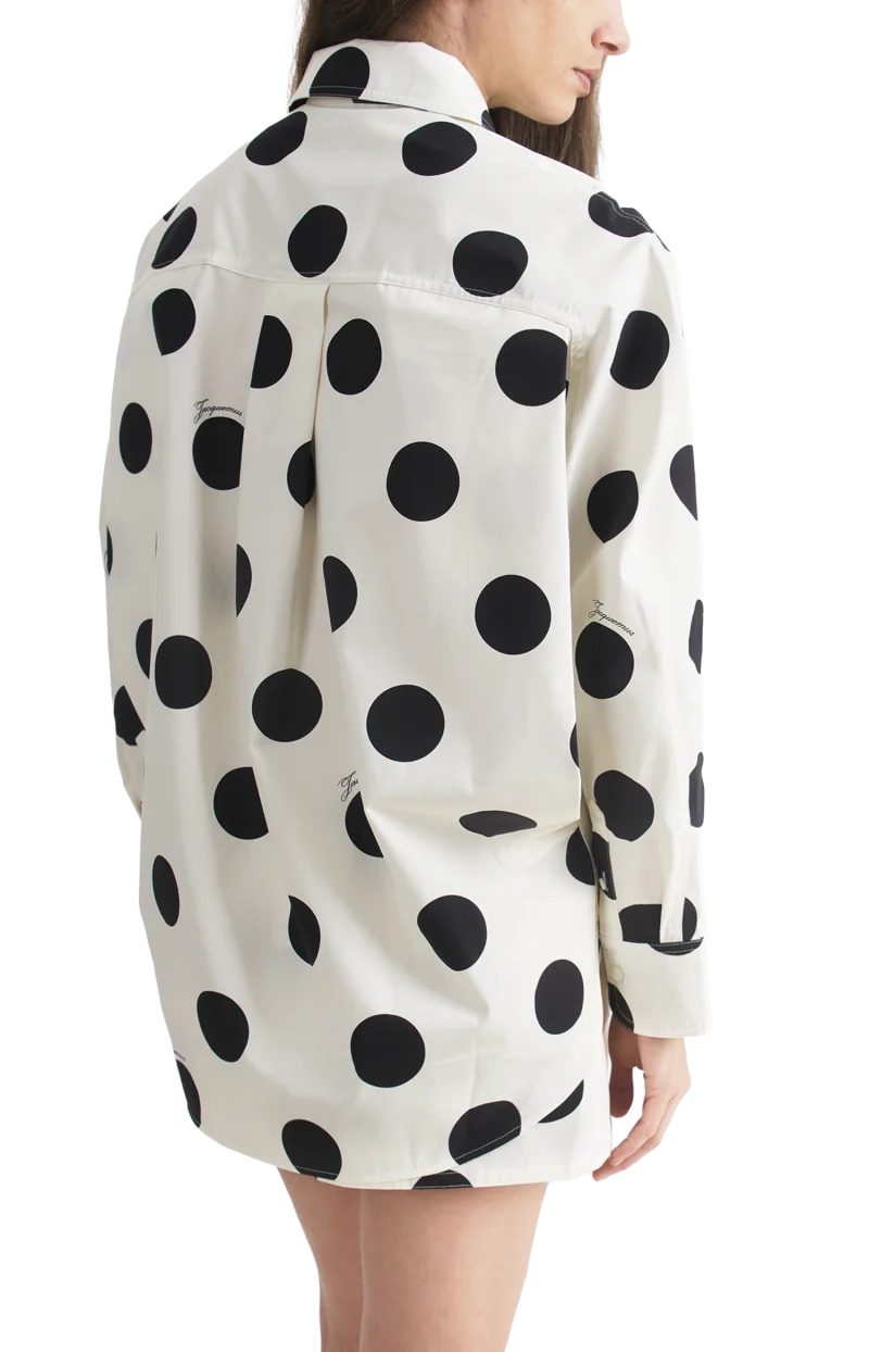 Polka Dot Oversized Shirt in White — снимка 3
