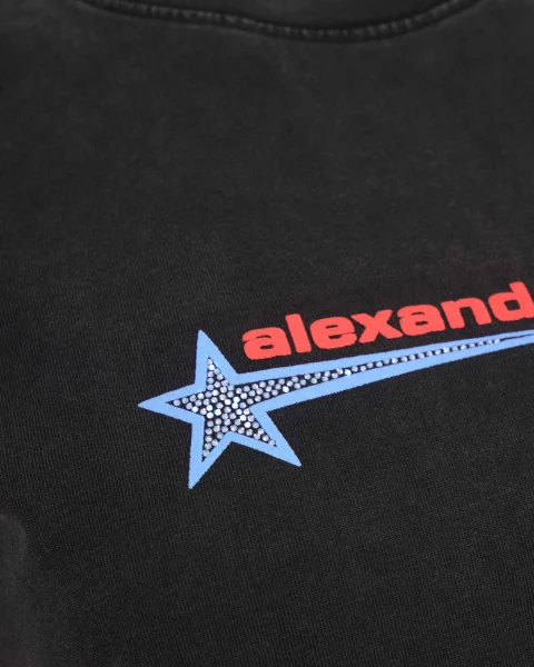 Crystal Hotfix Star Jersey Tee in Black — снимка 2