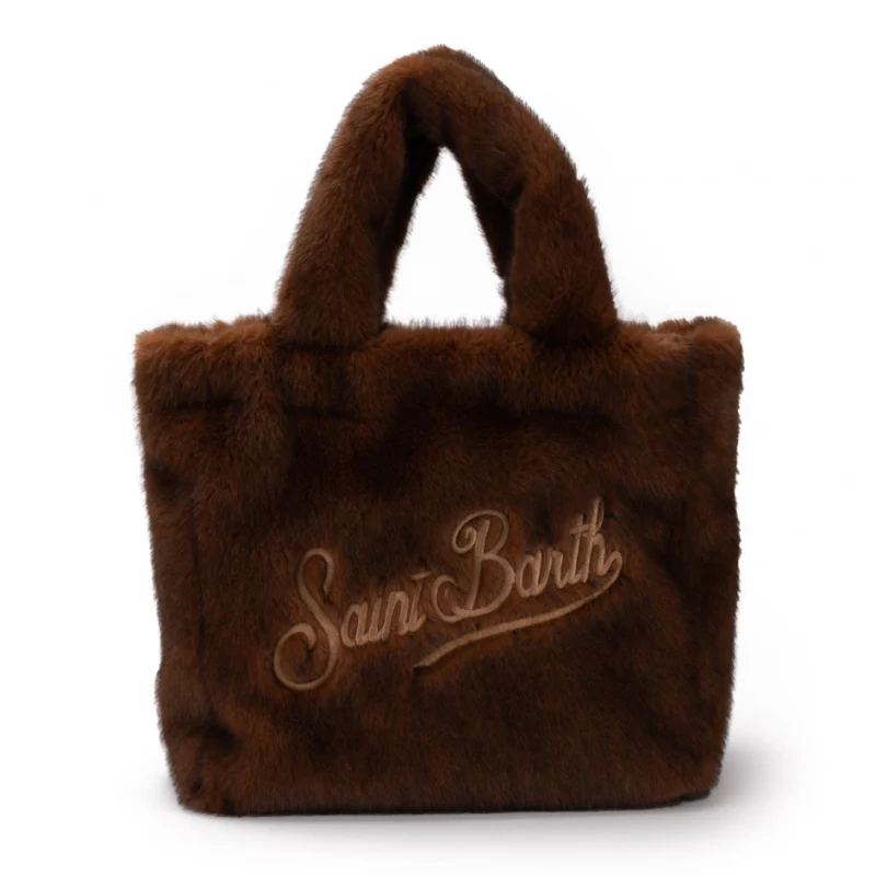 Дамска кафява чанта Colette Soft Fur SAINT BARTH