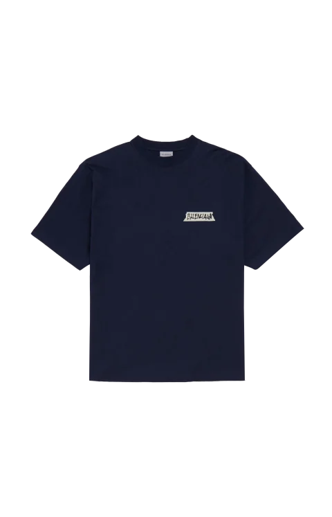 Masking Tape Medium Fit T-Shirt in Navy
