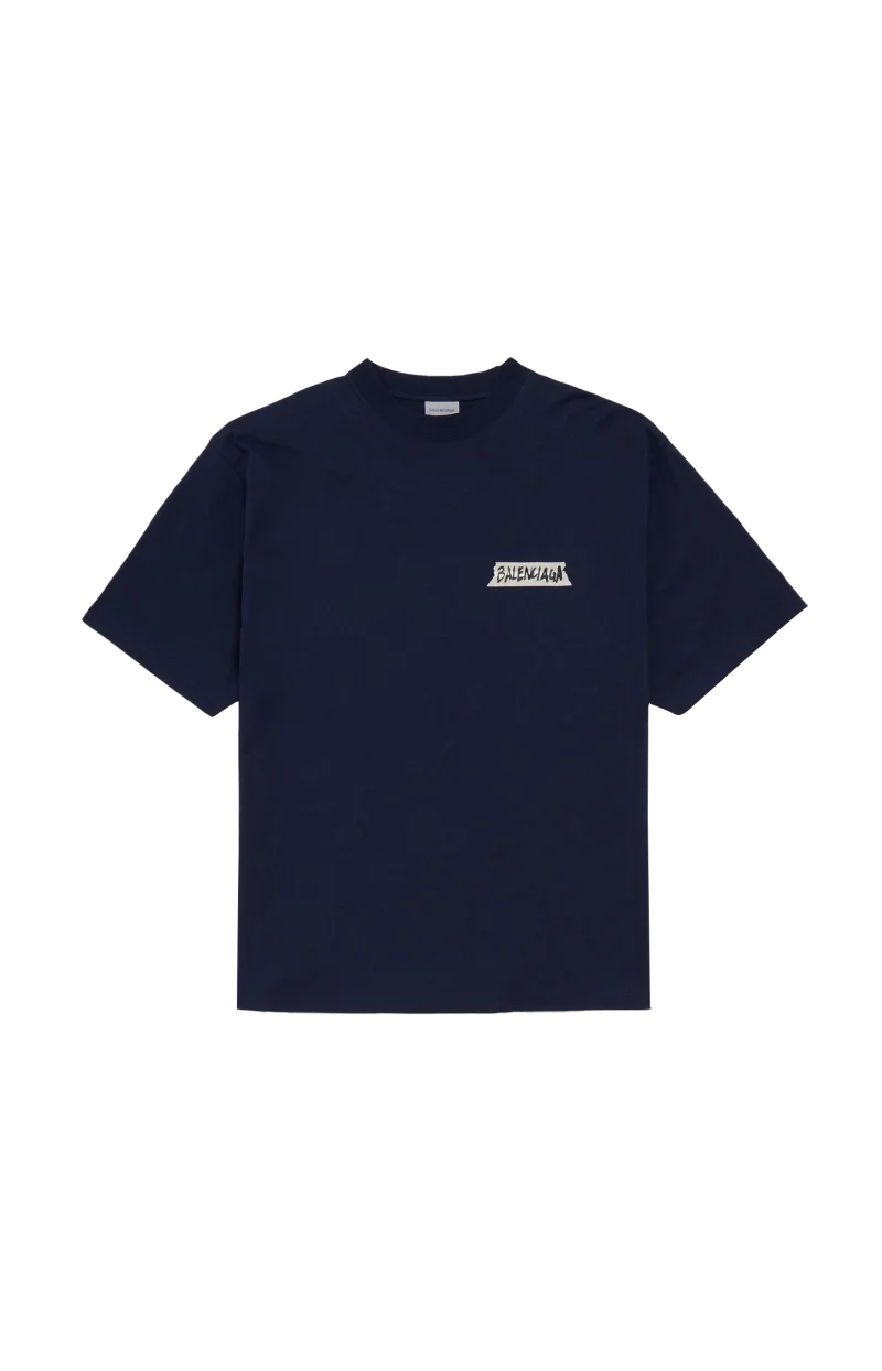 Masking Tape Medium Fit T-Shirt in Navy