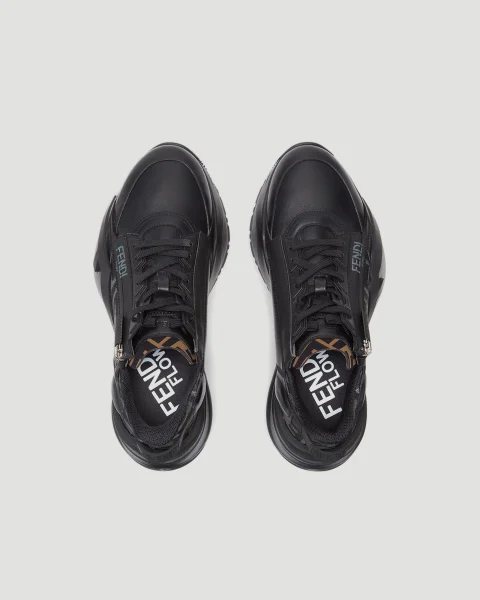 Fendi Flow Black Leather Low-Tops — снимка 3