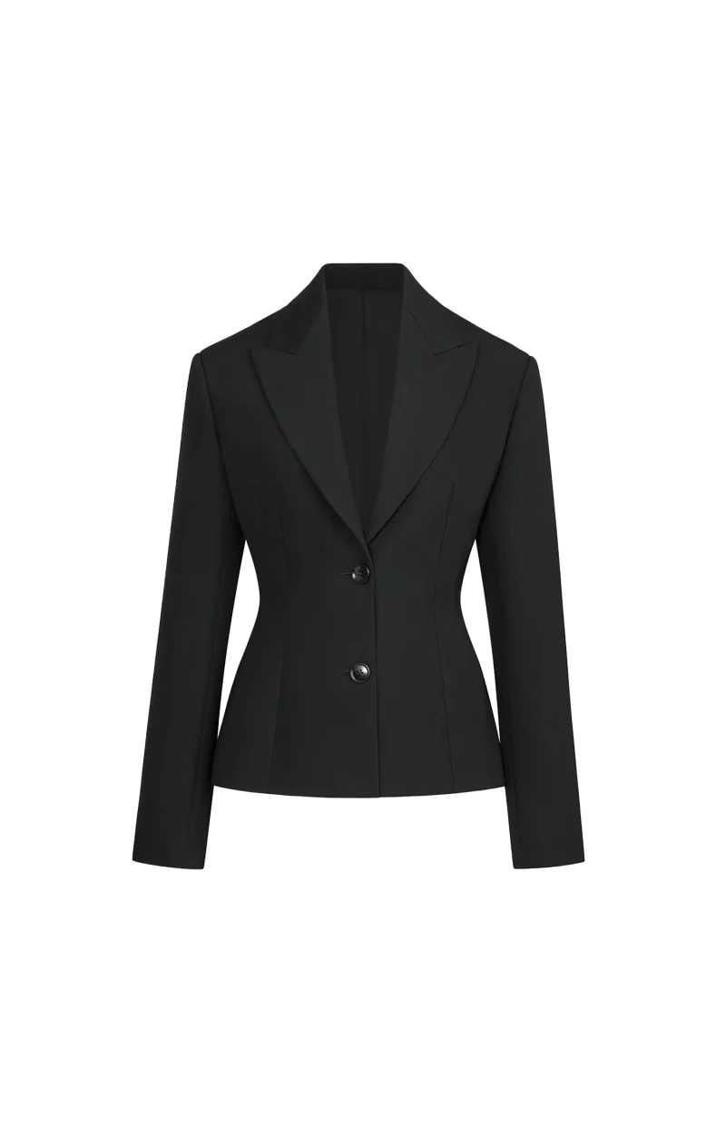 Light Wool Single-Breasted Jacket in Black