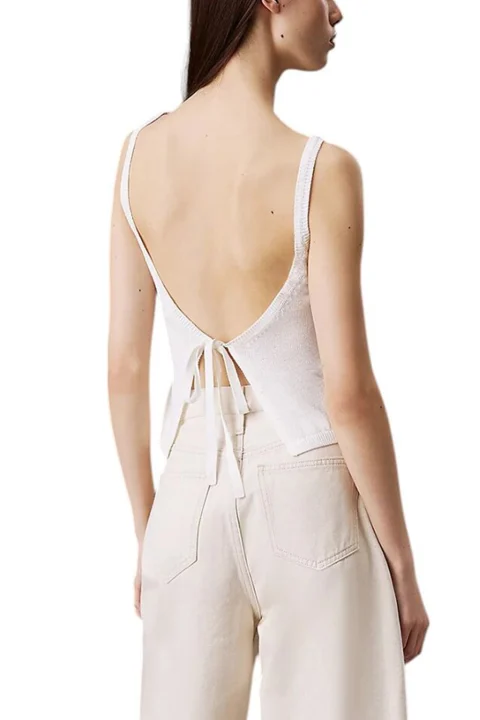 Top Back Tie Sweater Top J20J225228 YAA brilliant white — снимка 2