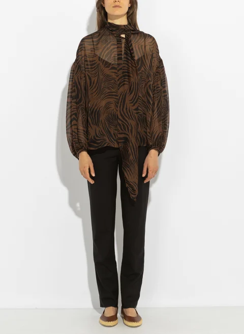 Блуза от копринен шифон с панделка Max Mara Studio Mstballata — снимка 13