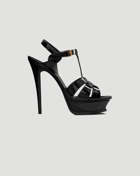 Tribute Platform Sandals in Patent Leather