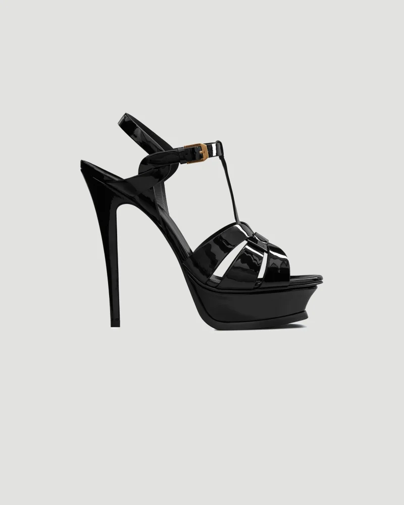 Tribute Platform Sandals in Patent Leather