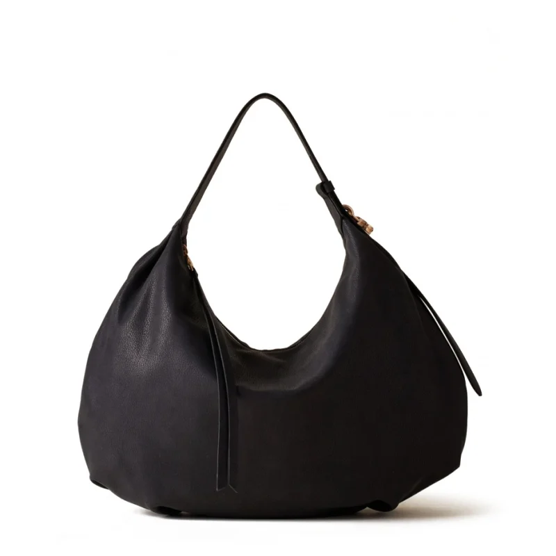 Дамска черна чанта Prive Hobo Bag BORBONESE