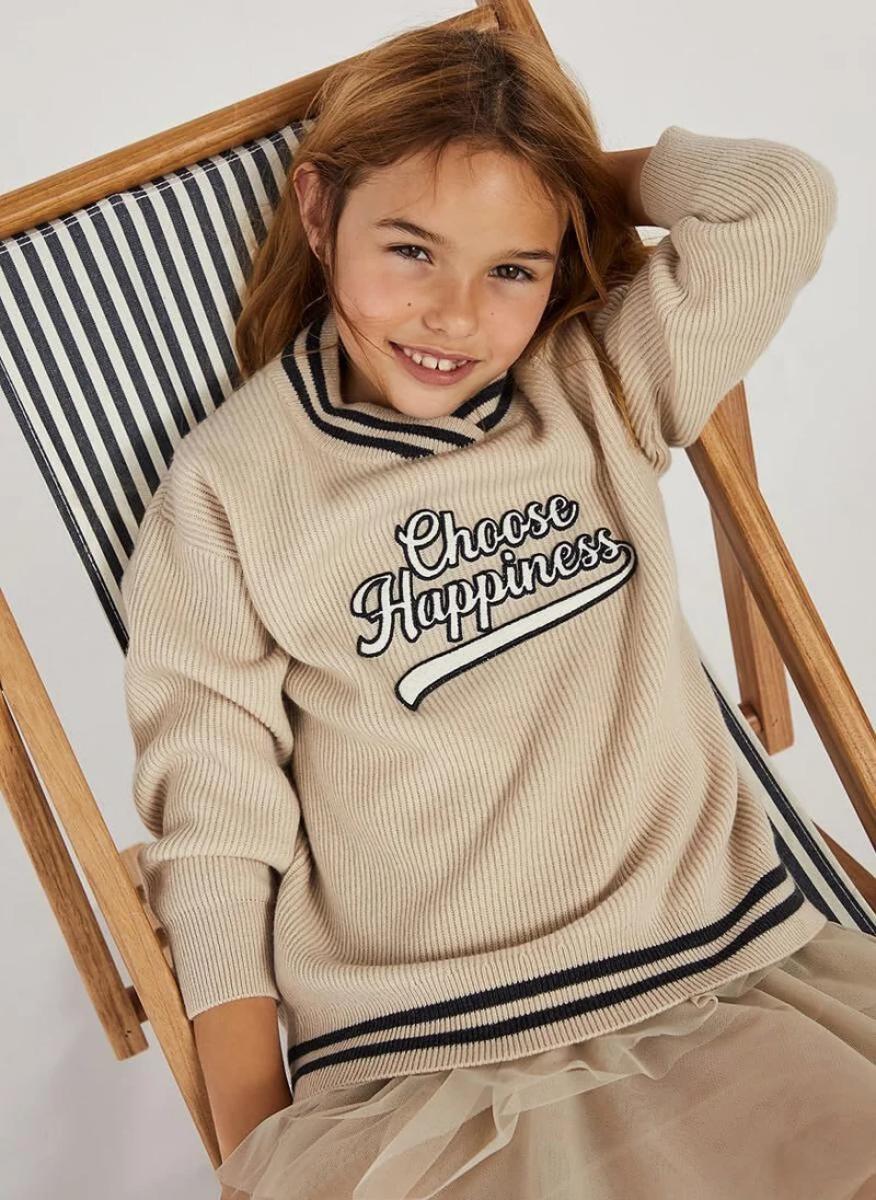 Рокля от кашмир 'Choose Happiness' Brunello Cucinelli Kids — снимка 8
