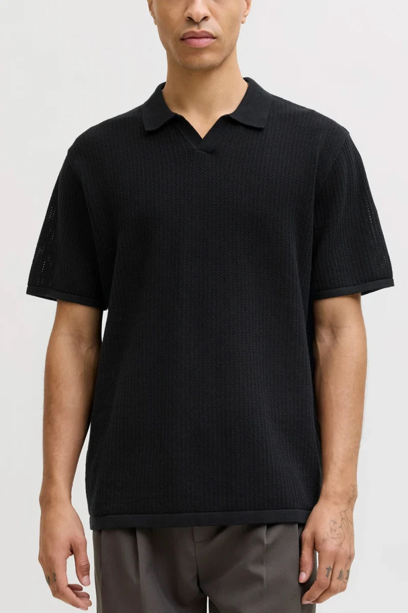 Polo Jjejerry Knit Split Neck Ss 12293340 C-N10 black — снимка 2