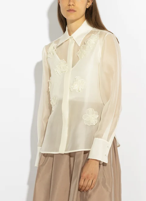 Риза от органза с флорални елементи Max Mara Studio Mseagi — снимка 5