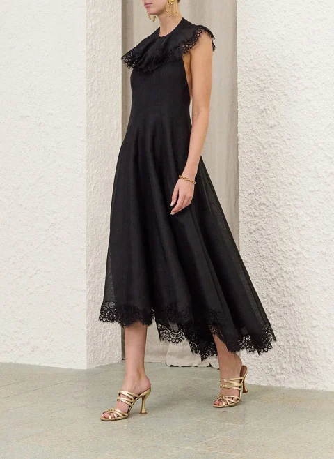 Миди рокля от лен и коприна 'Ascent Flutter Gown' Zimmermann — снимка 5