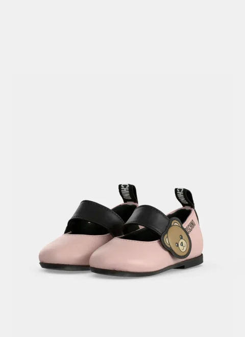 Кожени балеринки с Bear детайл Moschino Kids — снимка 4