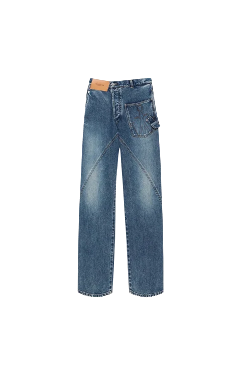 Twisted Workwear Denim Jeans in Mid Blue