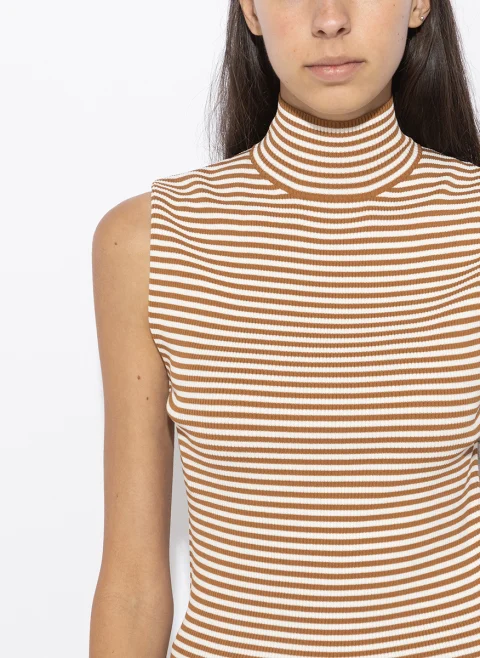 Топ от фино плетиво с поло яка Max Mara Studio Mstpepato — снимка 6