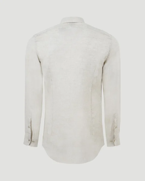 Pegaso Logo Linen Shirt in Beige — снимка 3
