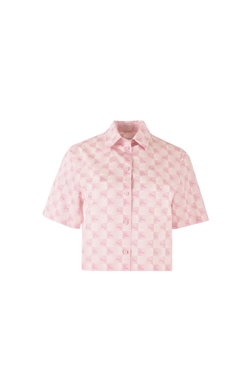 Cropped EKD Checkerboard Cotton Shirt