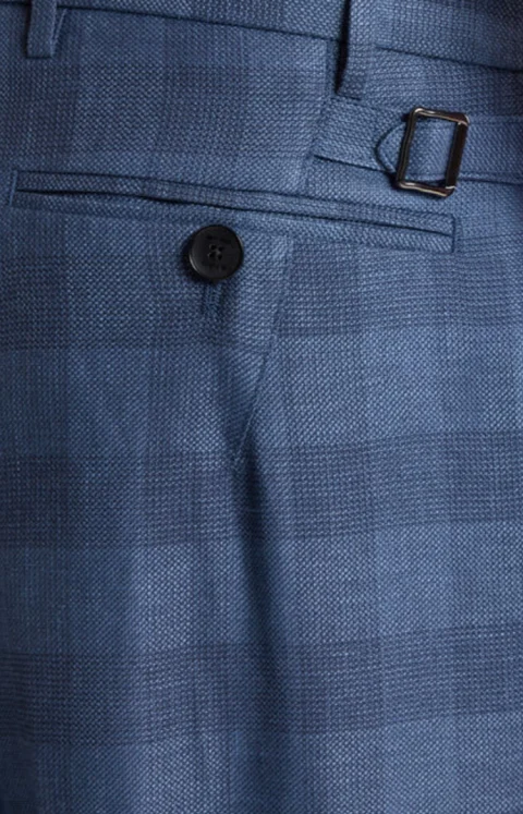 Linen Blend Jacquard Trousers with Check Motif — снимка 2