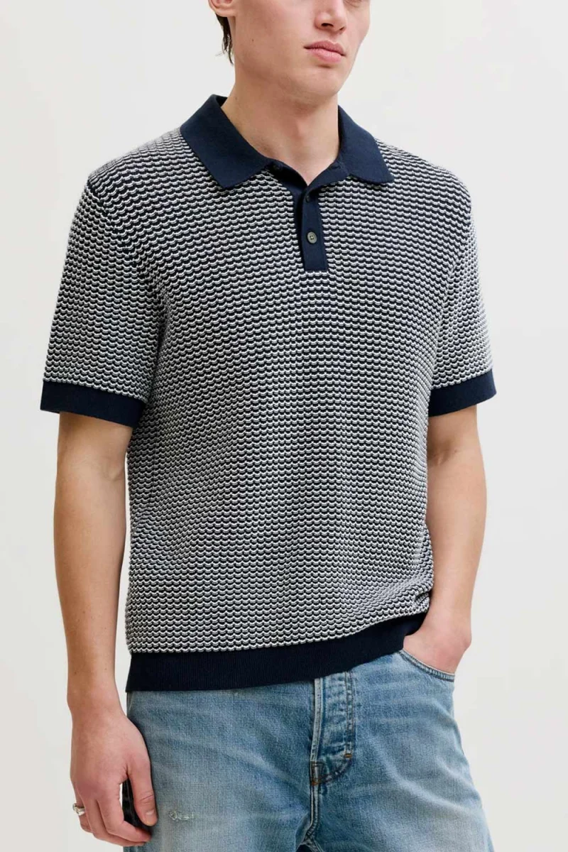 Polo Jprblukingsley Knit Ss 12291058 19-3922 TCX sky captain — снимка 2